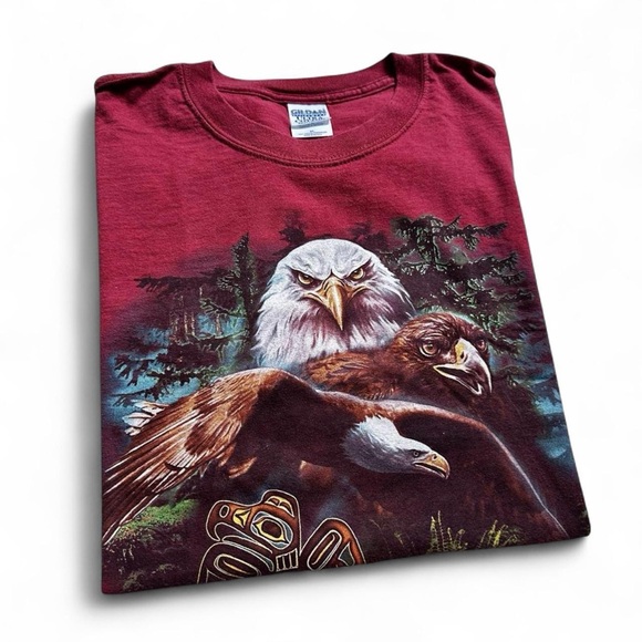 Gildan Other - Vintage Men's Burgundy Canada Graphic Eagle T-Shirt - XL